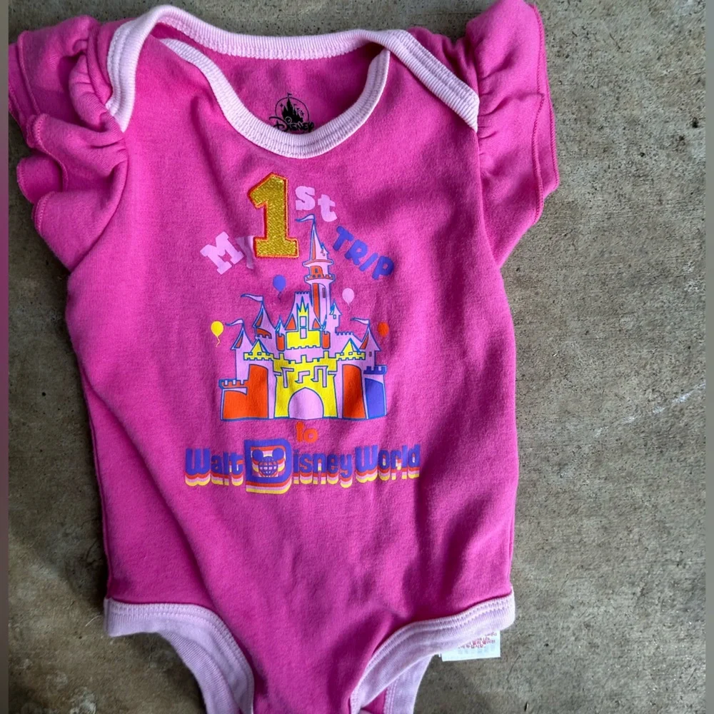 Vintage Disney Baby Onesie  Pink 'My 1st Trip' Shirt - Picture 2 of 7
